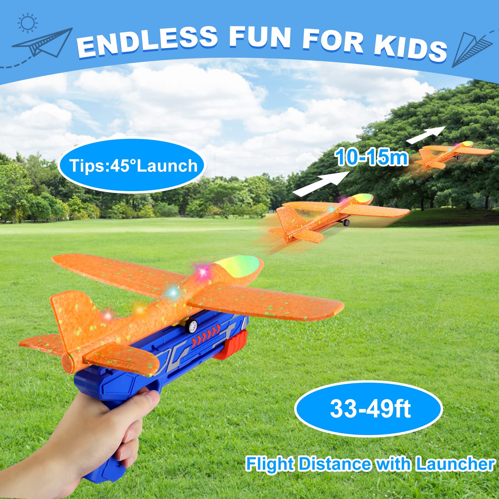 LED Foam Glider Launcher Set | Outdoor Flying Airplane Toy ✈️🚀