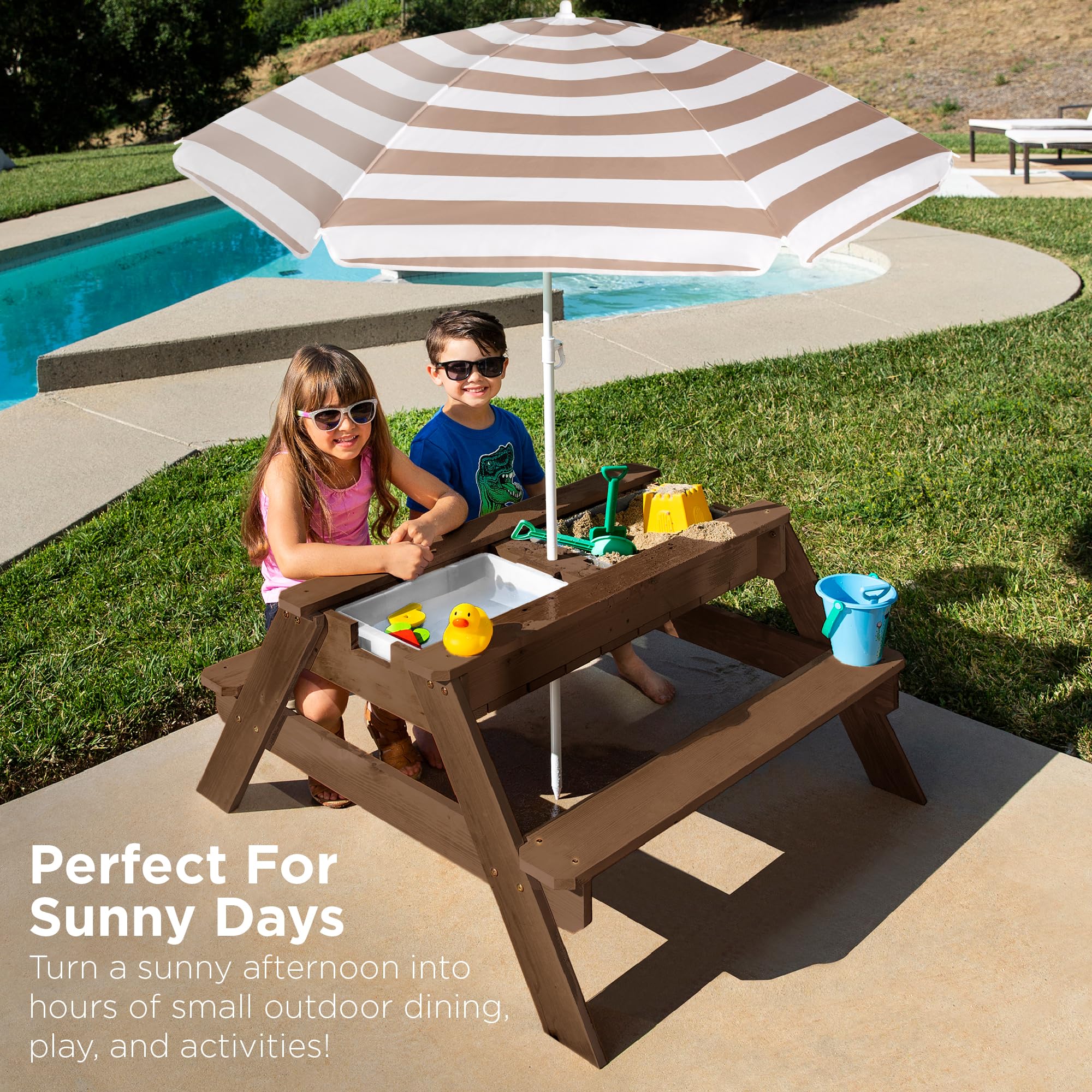 3-in-1 Kids Garden Table - Convertible Sand & Water Station ⛱️🌊
