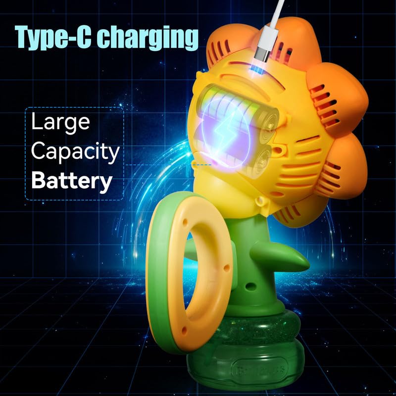 Dancing Sunflower | Automatic Bubble Machine with Lights 🌻