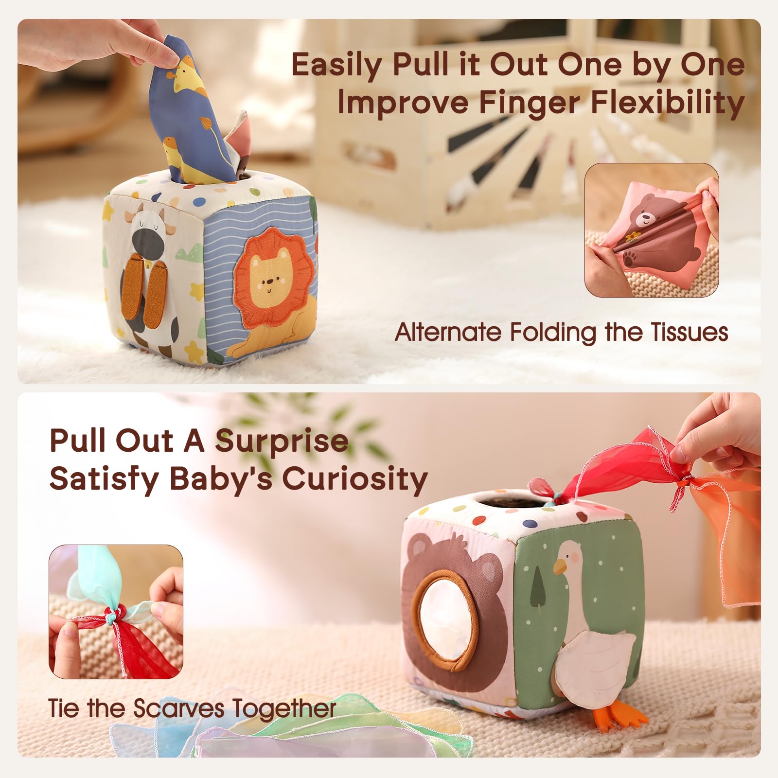Baby Tissue Box Toy | Montessori Sensory Toy for Babies 6-12 Months 🎁
