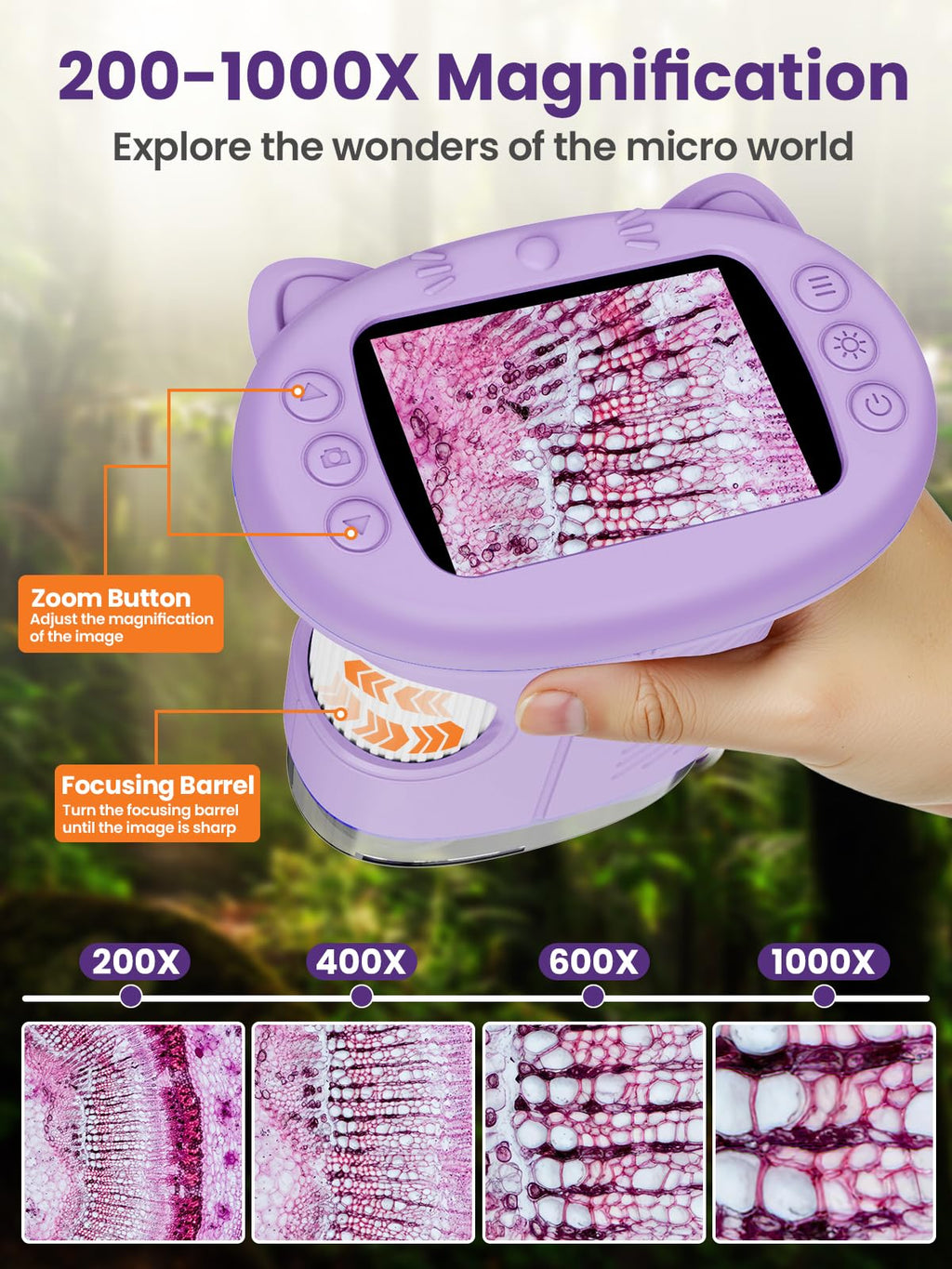 1000X Portable Kids Microscope - 2.4" HD Screen Discovery Kit 🔬✨