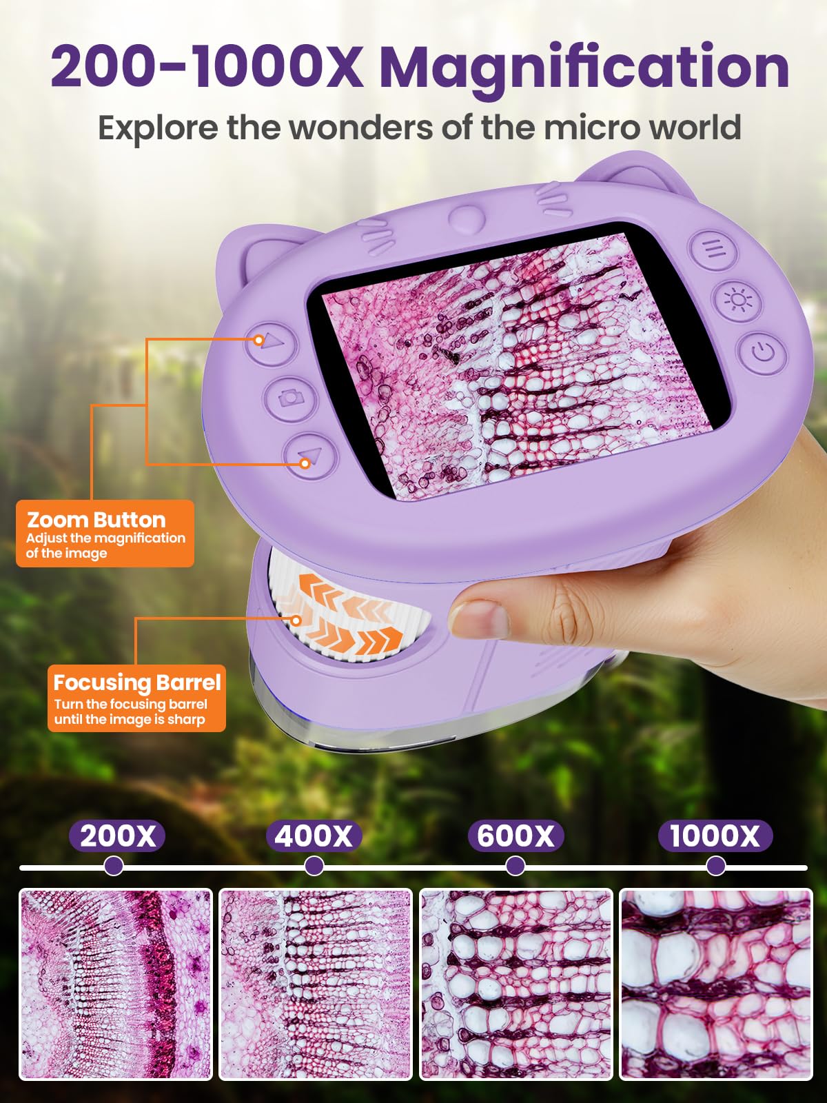 1000X Portable Kids Microscope - 2.4" HD Screen Discovery Kit 🔬✨