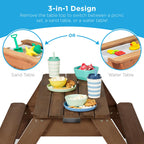 3-in-1 Kids Garden Table - Convertible Sand & Water Station ⛱️🌊