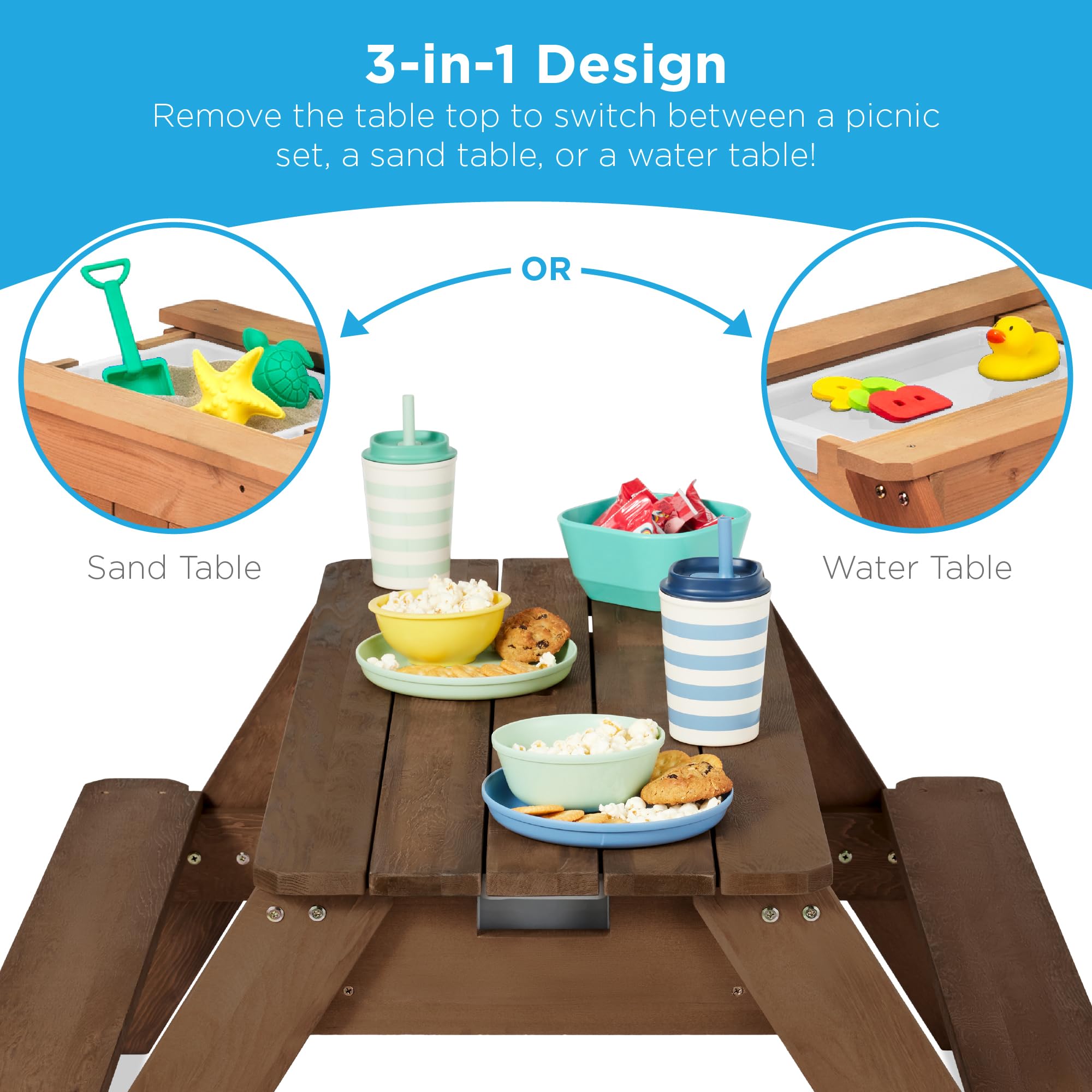 3-in-1 Kids Garden Table - Convertible Sand & Water Station ⛱️🌊