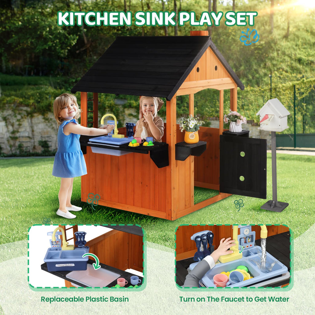 Deluxe Wooden Playhouse - All-in-One Garden Activity Station 🏠🌳