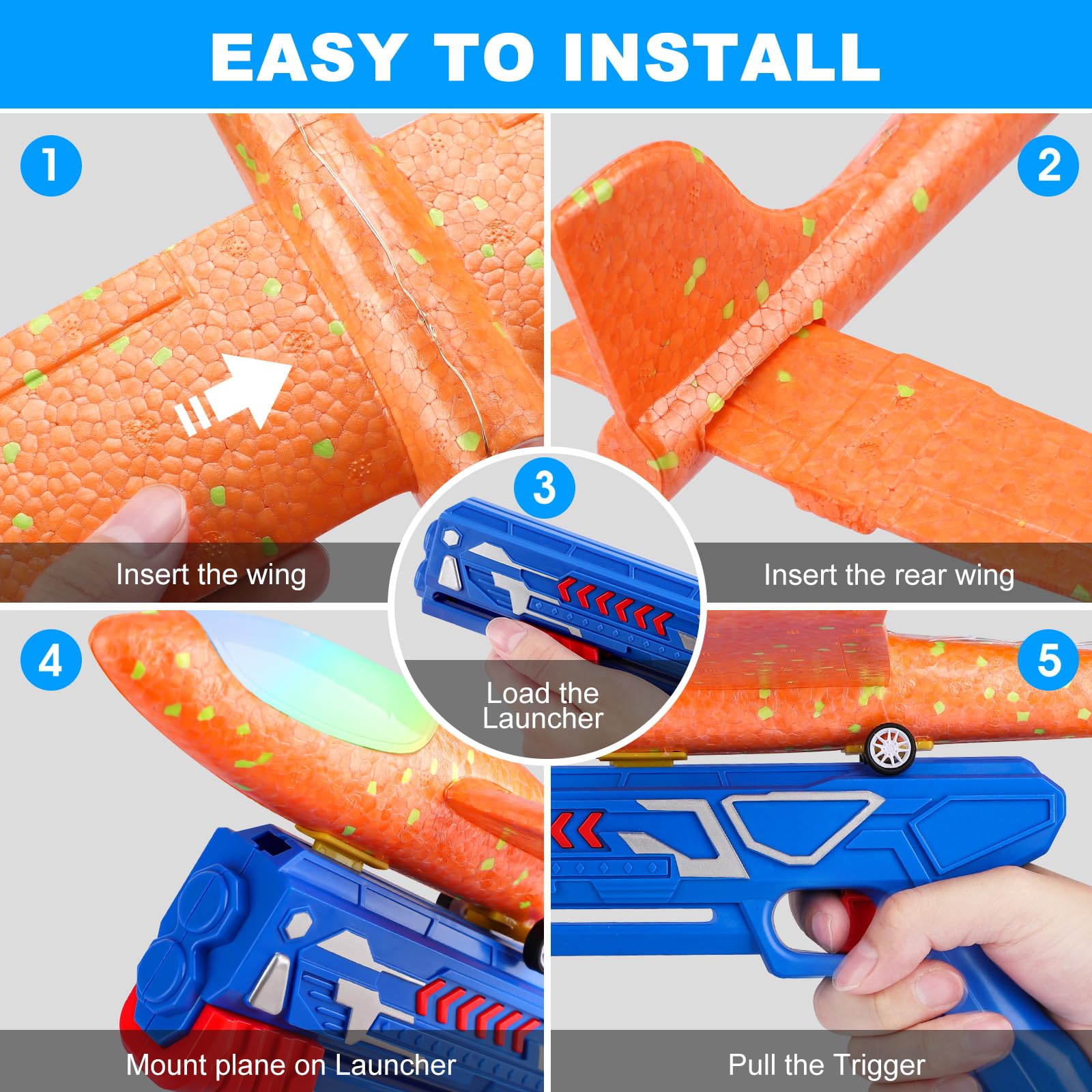 LED Foam Glider Launcher Set | Outdoor Flying Airplane Toy ✈️🚀