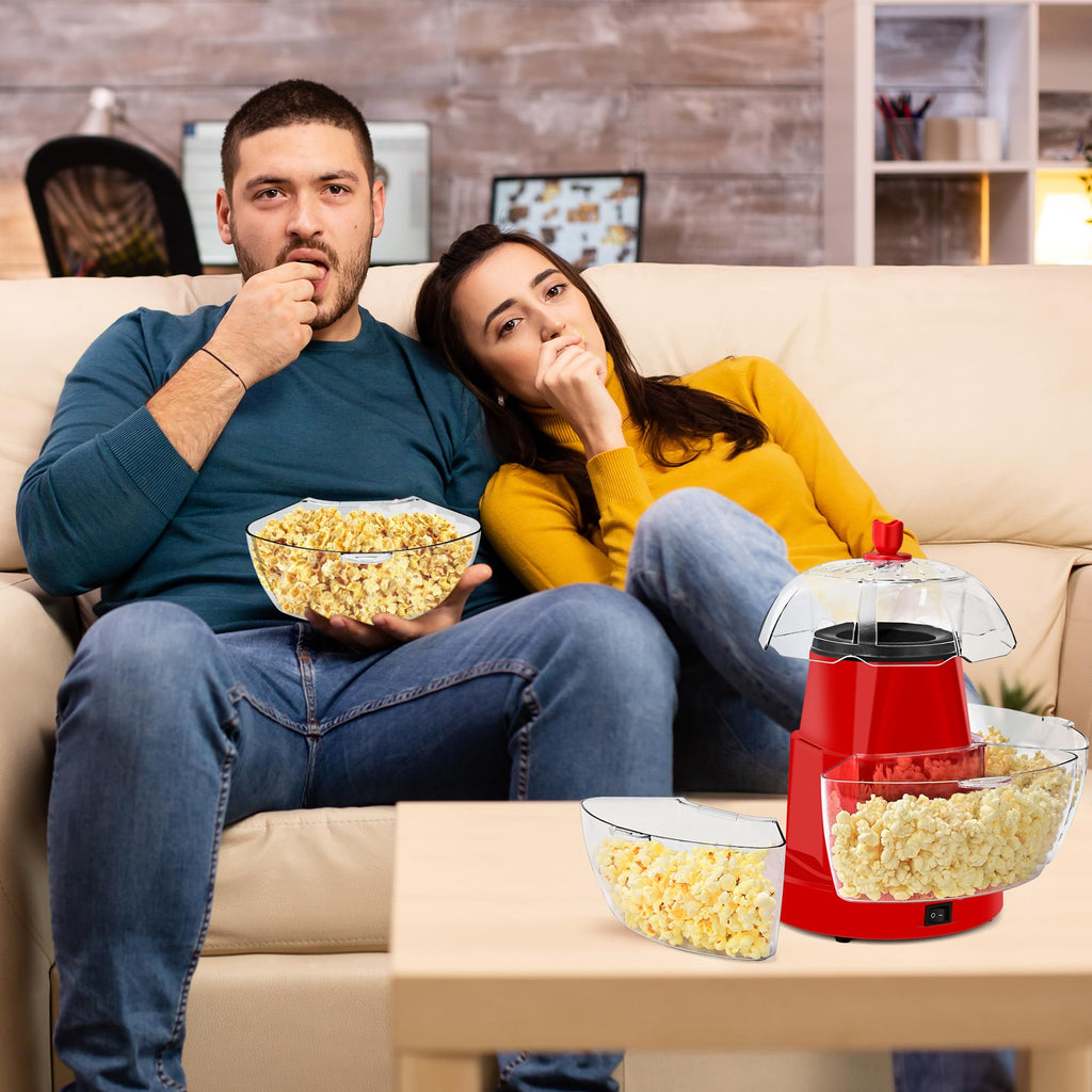 Electric Popcorn Machine with 4 Serving Bowls & Measuring Cup, Red