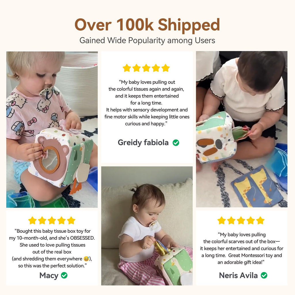 Baby Tissue Box Toy | Montessori Sensory Toy for Babies 6-12 Months 🎁
