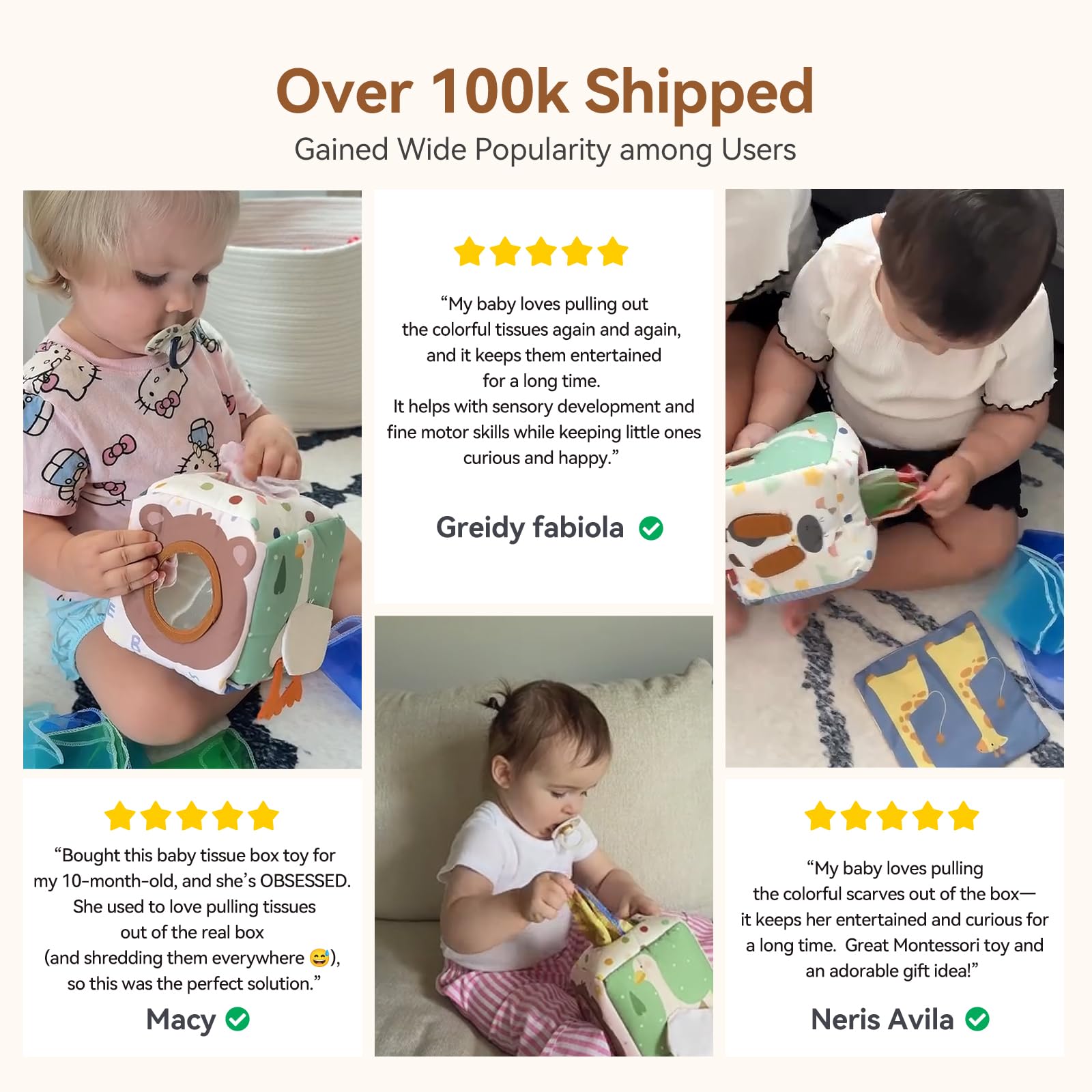 Baby Tissue Box Toy | Montessori Sensory Toy for Babies 6-12 Months 🎁