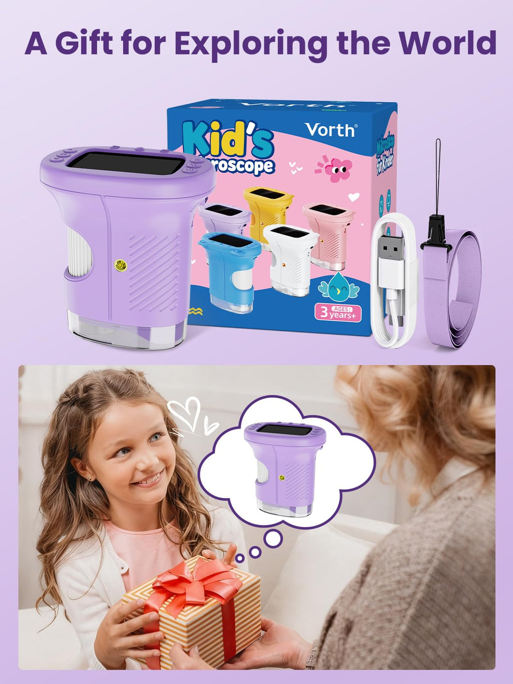 1000X Portable Kids Microscope - 2.4" HD Screen Discovery Kit 🔬✨